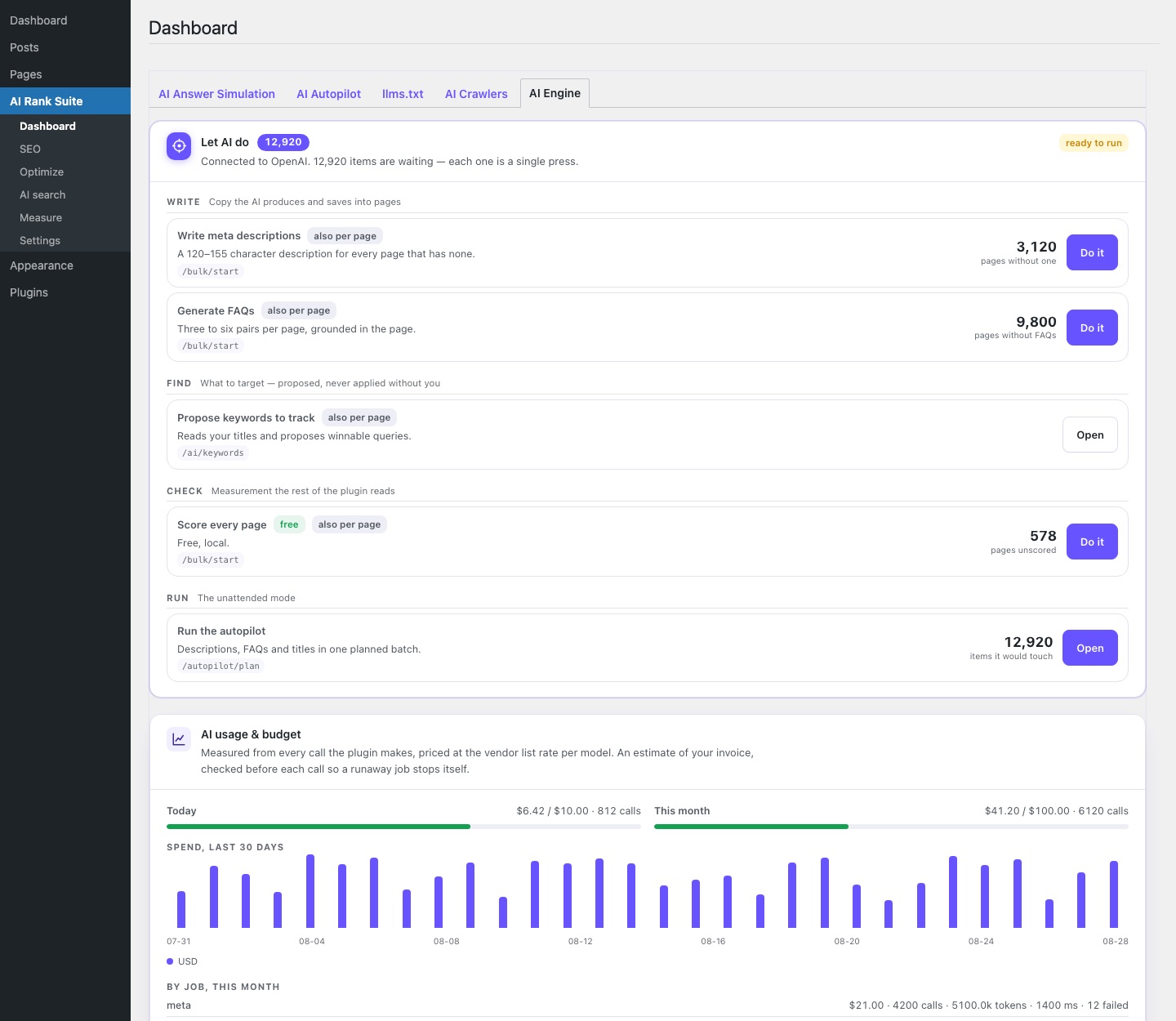 Connect your own AI key (29 providers to choose from)